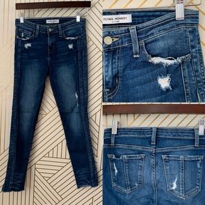 Flying Monkey platinum split hem distressed raw hem cropped low rise jeans 26